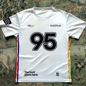 White Jersey with Multicolor Accents